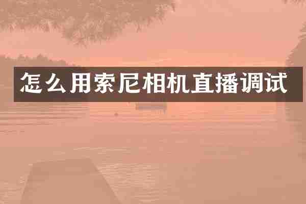 怎么用索尼相机直播调试