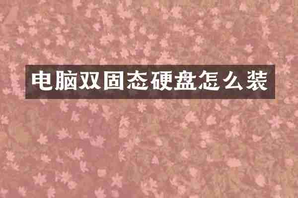电脑双固态硬盘怎么装