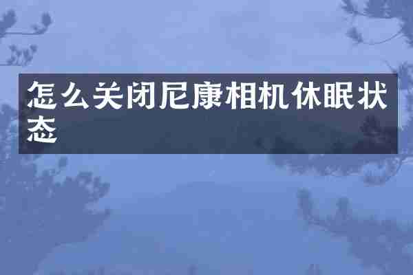 怎么关闭尼康相机休眠状态