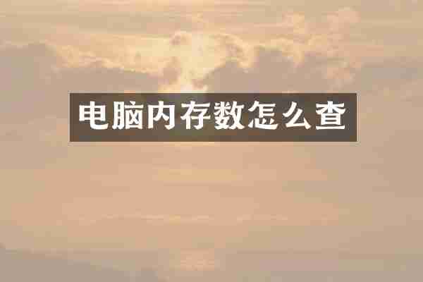 电脑内存数怎么查