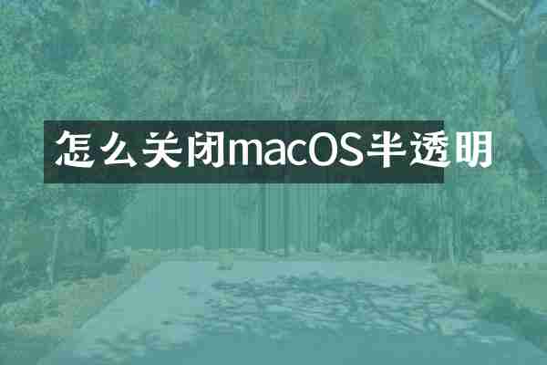 怎么关闭macOS半透明