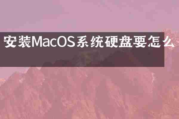 安装MacOS系统硬盘要怎么弄