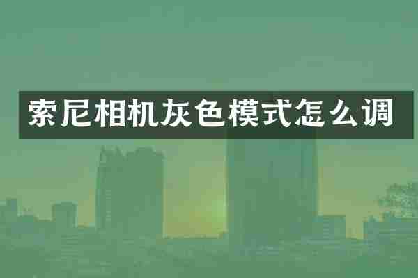 索尼相机灰色模式怎么调