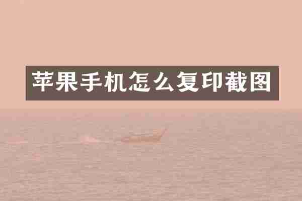 苹果手机怎么复印截图