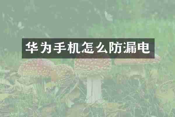 华为手机怎么防漏电