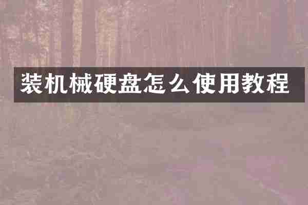 装机械硬盘怎么使用教程