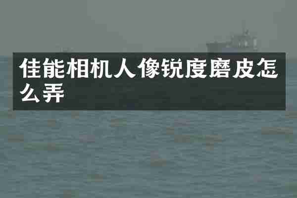 佳能相机人像锐度磨皮怎么弄