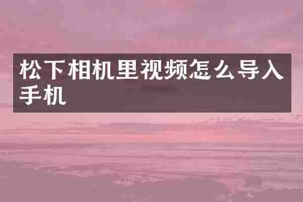 松下相机里视频怎么导入手机