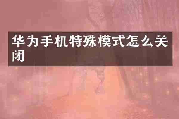 华为手机特殊模式怎么关闭