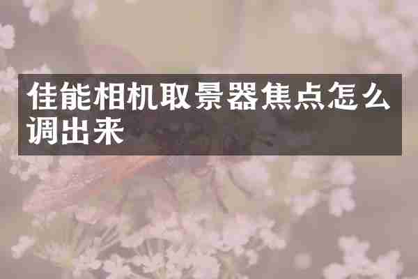 佳能相机取景器焦点怎么调出来