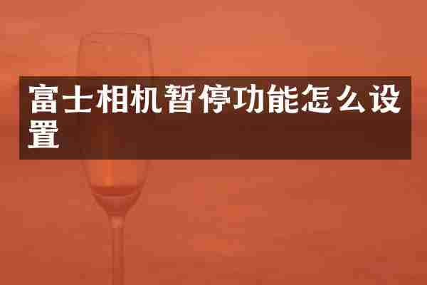 富士相机暂停功能怎么设置