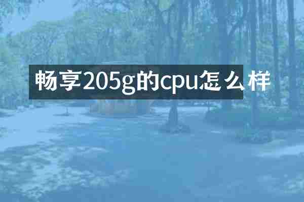 畅享205g的cpu怎么样