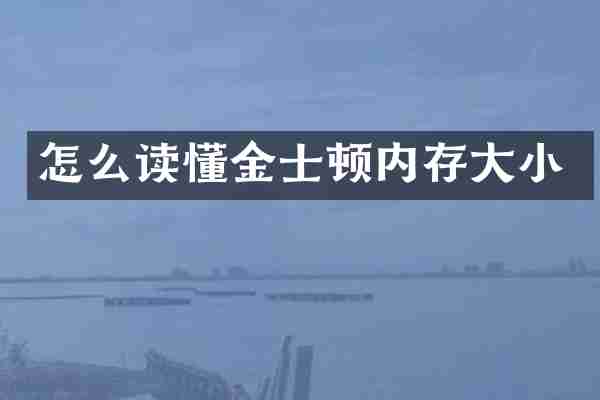 怎么读懂金士顿内存大小