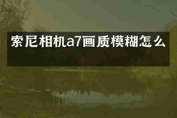 索尼相机a7画质模糊怎么办