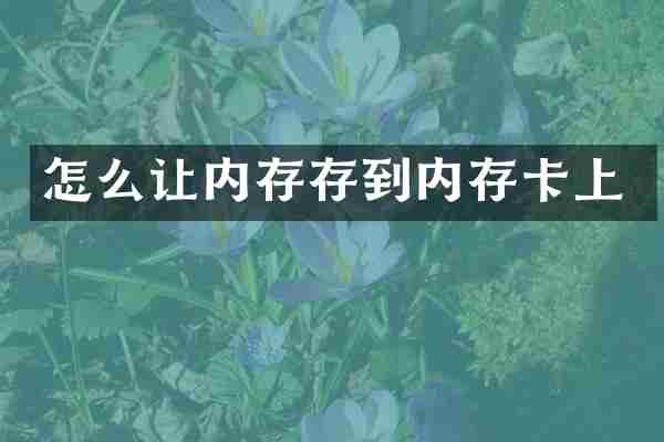 怎么让内存存到内存卡上