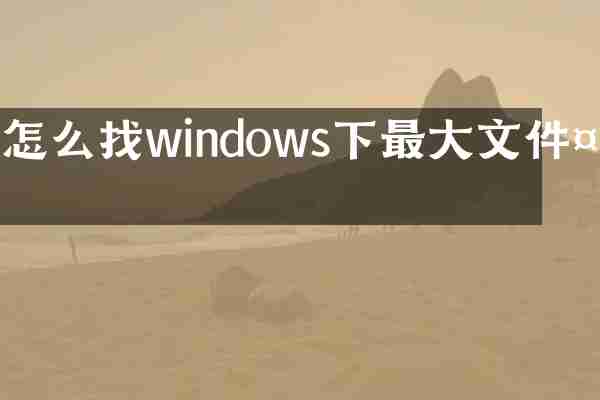怎么找windows下最大文件夹