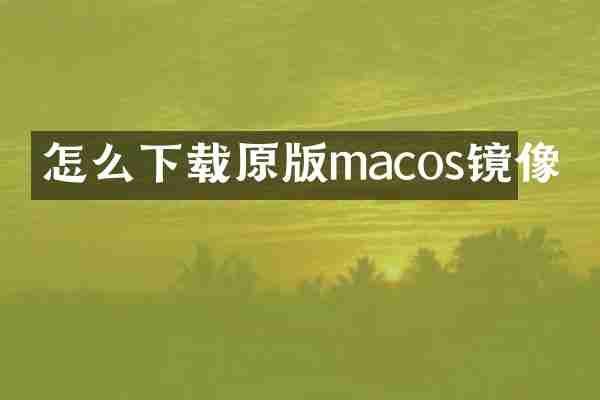 怎么下载原版macos镜像