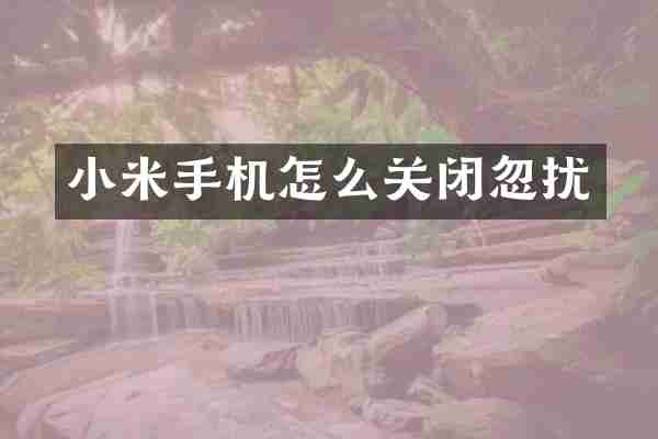 小米手机怎么关闭忽扰