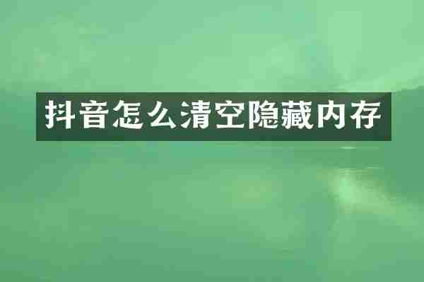抖音怎么清空隐藏内存