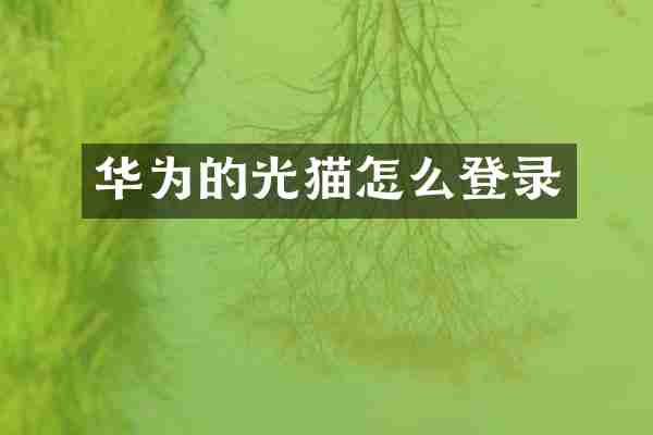 华为的光猫怎么登录