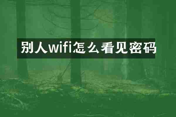 别人wifi怎么看见密码