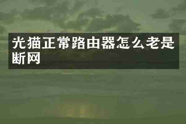 光猫正常路由器怎么老是断网
