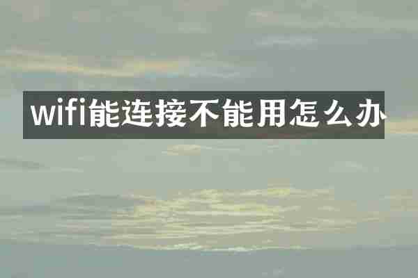 wifi能连接不能用怎么办