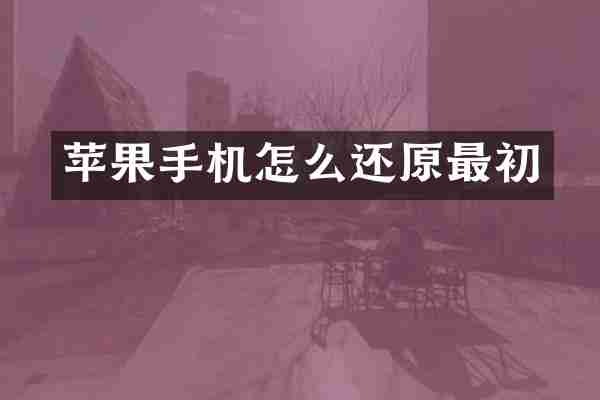 苹果手机怎么还原最初