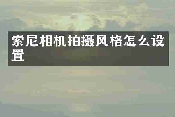 索尼相机拍摄风格怎么设置