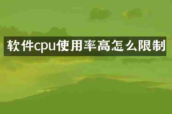 软件cpu使用率高怎么限制