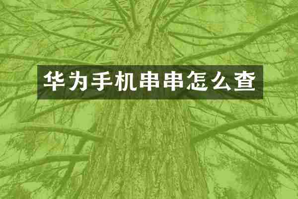 华为手机串串怎么查