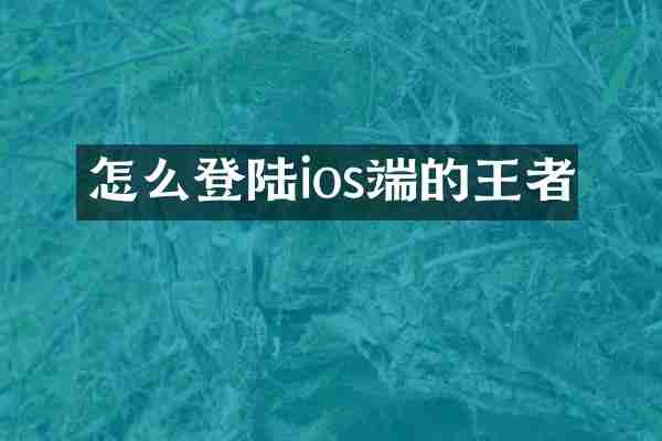 怎么登陆ios端的王者