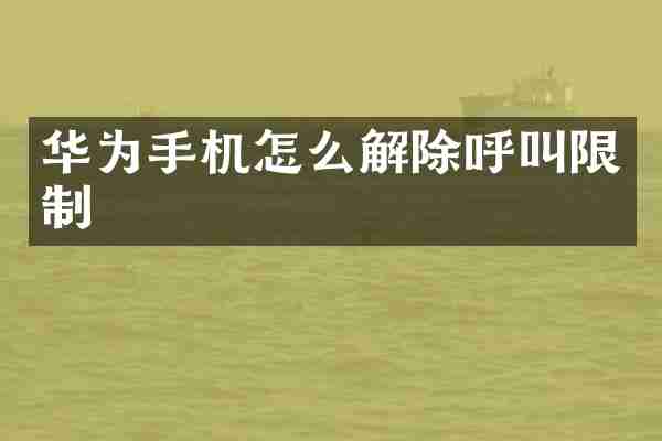 华为手机怎么解除呼叫限制
