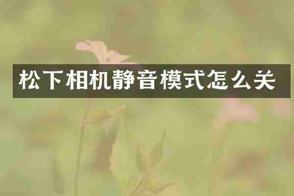 相机静音模式怎么关