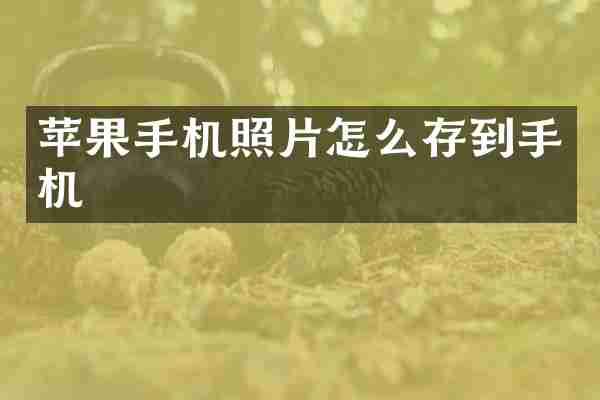 苹果手机照片怎么存到手机