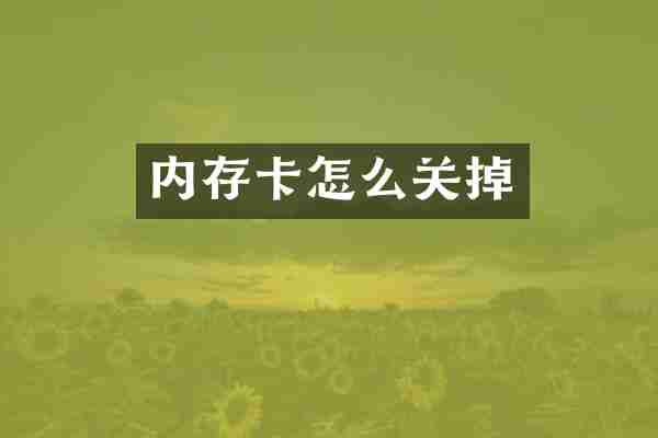 内存卡怎么关掉