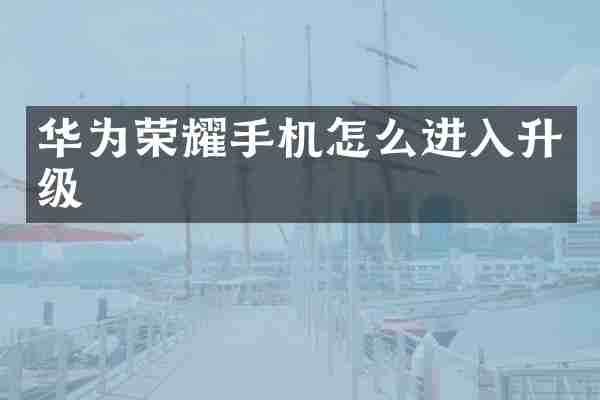 华为荣耀手机怎么进入升级