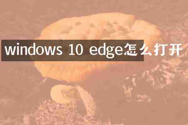windows 10 edge怎么打开