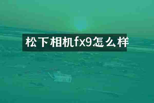 相机fx9怎么样