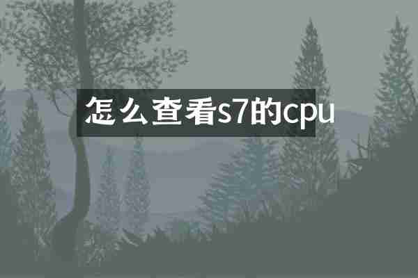 怎么查看s7的cpu