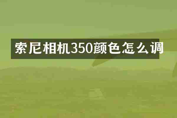 索尼相机350颜色怎么调