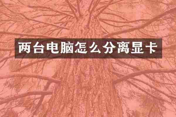 两台电脑怎么分离显卡
