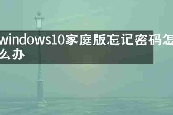 windows10家庭版忘记密码怎么办