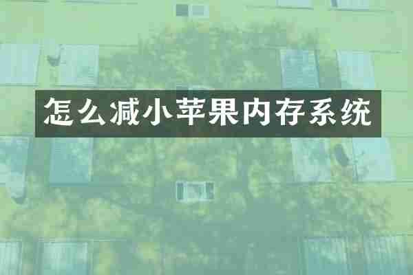 怎么减小苹果内存系统