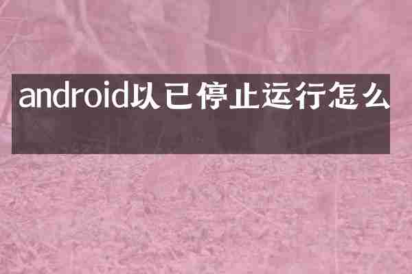 android以已停止运行怎么办