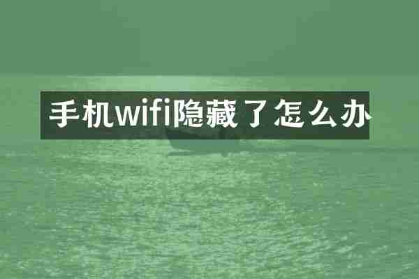 手机wifi隐藏了怎么办