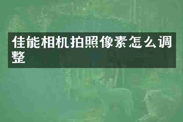 佳能相机拍照像素怎么调整