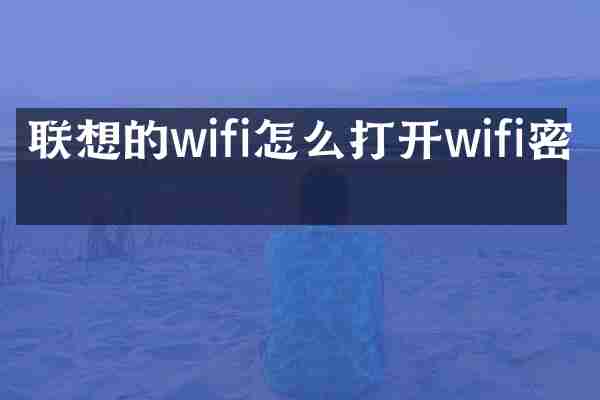 联想的wifi怎么打开wifi密码