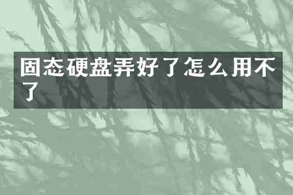 固态硬盘弄好了怎么用不了