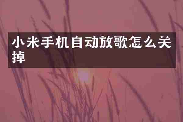小米手机自动放歌怎么关掉
